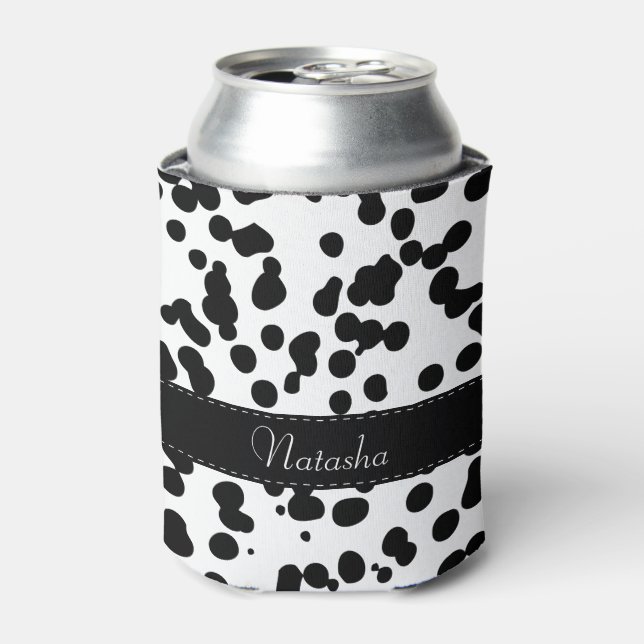 Black and White Dalmatian Spots Can Cooler (Can Front)