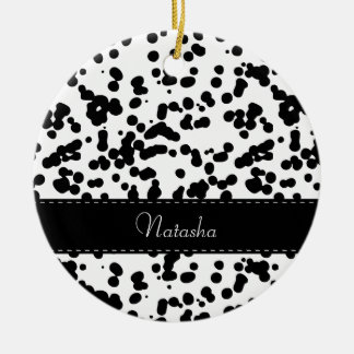 Black and White Dalmatian Spots Ceramic Ornament