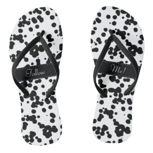 Black and White Dalmatian Spots Flip Flops