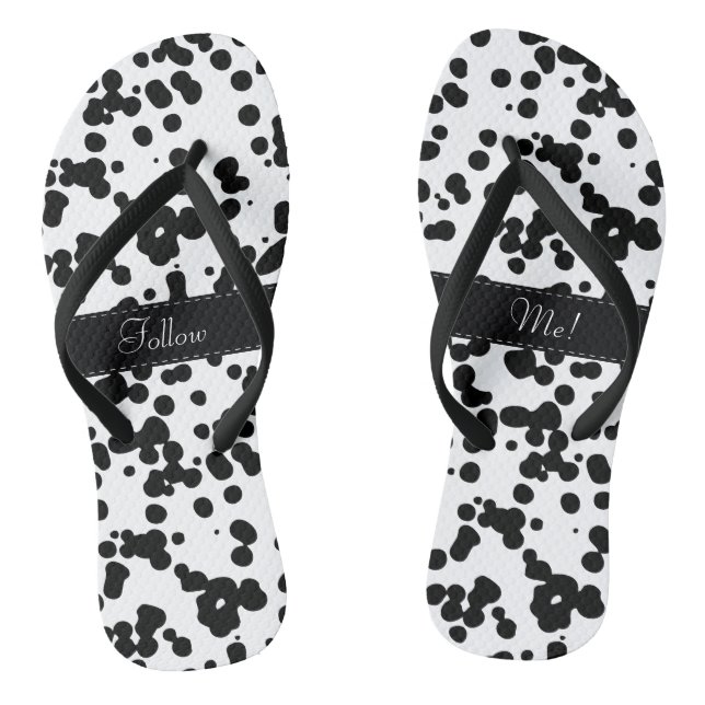 Black and White Dalmatian Spots Flip Flops (Footbed)