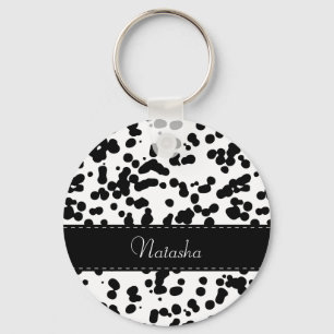 Black and White Dalmatian Spots Keychain