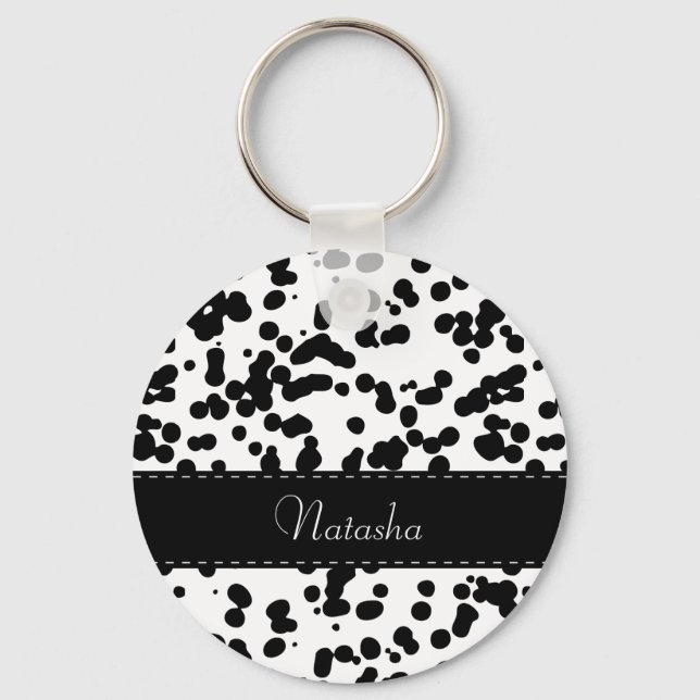 Black and White Dalmatian Spots Keychain (Front)