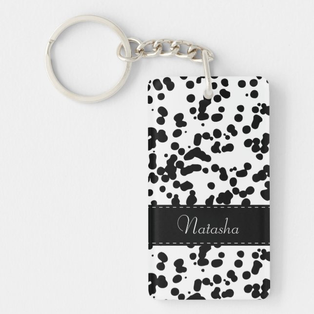 Black and White Dalmatian Spots Keychain (Front)