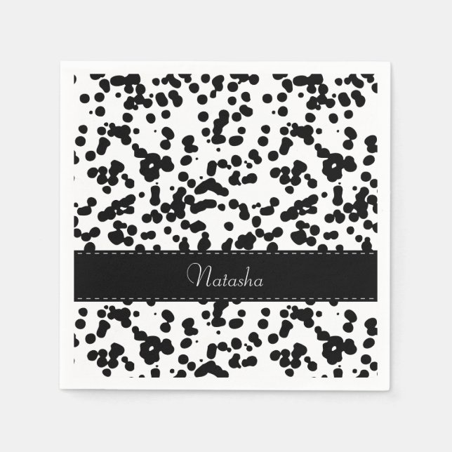 Black and White Dalmatian Spots Napkin (Front)
