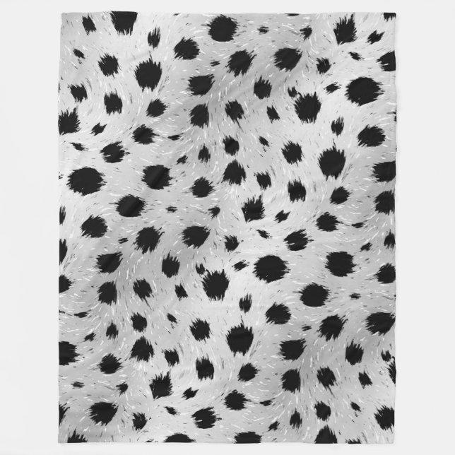 Black and White Dalmatian Spots Pattern Fleece Blanket (Front)