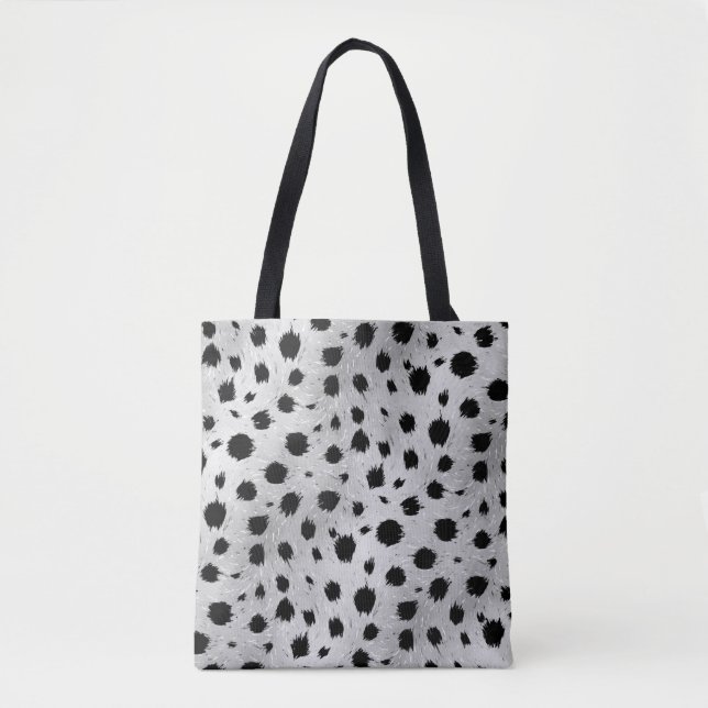 Black and White Dalmatian Spots Pattern Tote Bag (Front)