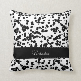 Black and White Dalmatian Spots Throw Pillow