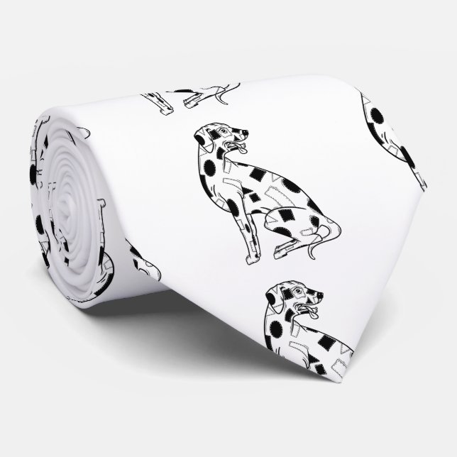 Black and white Dalmatian Tie (Rolled)
