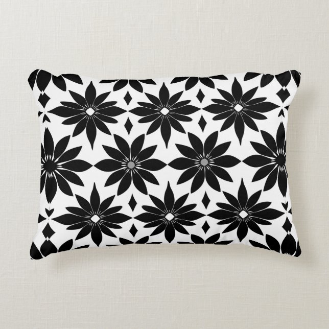 Black and white Damascus pattern Accent Pillow (Front)