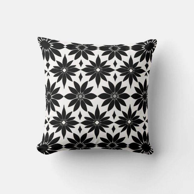 Black and white Damascus pattern Throw Pillow (Front)