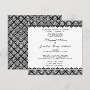 Black and White Damask 1 Invitation