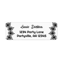 Black and White Damask Address