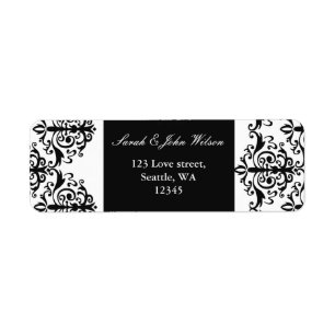 black and white damask address