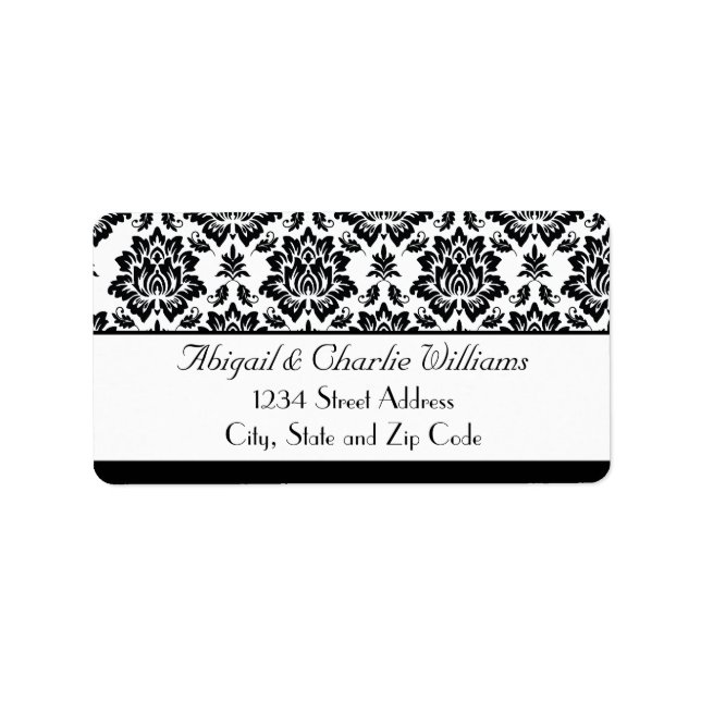 Black and White Damask Address Label (Front)