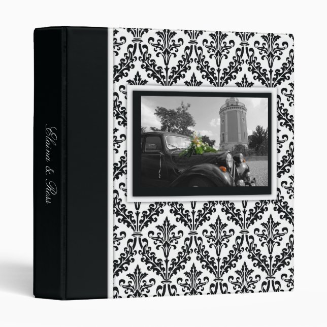 Black and White Damask Binder 1 inch (Front/Spine)