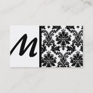 Black and White Damask Business Cards