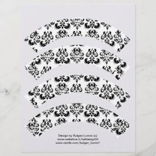 BLACK AND WHITE DAMASK CUPCAKE LINER CUTOUT