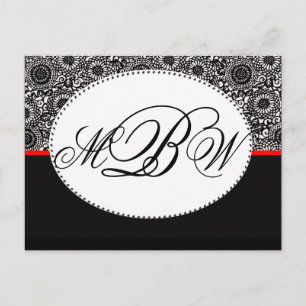 Black and white damask customize your own monogram postcard
