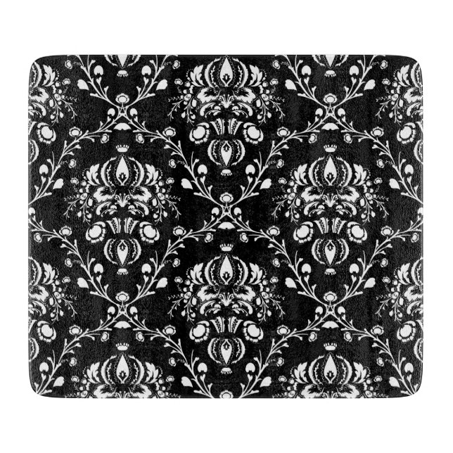 Black and White Damask Cutting Board (Front)