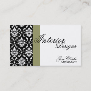 Black and White Damask Elegant Business Card