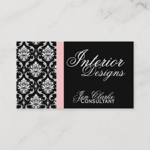 Black and White Damask Elegant Business Card