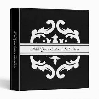 Black and White Damask Embellishment Custom Binder