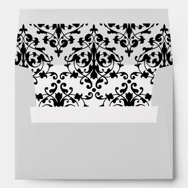 Black and White Damask Envelope (Back (Bottom))