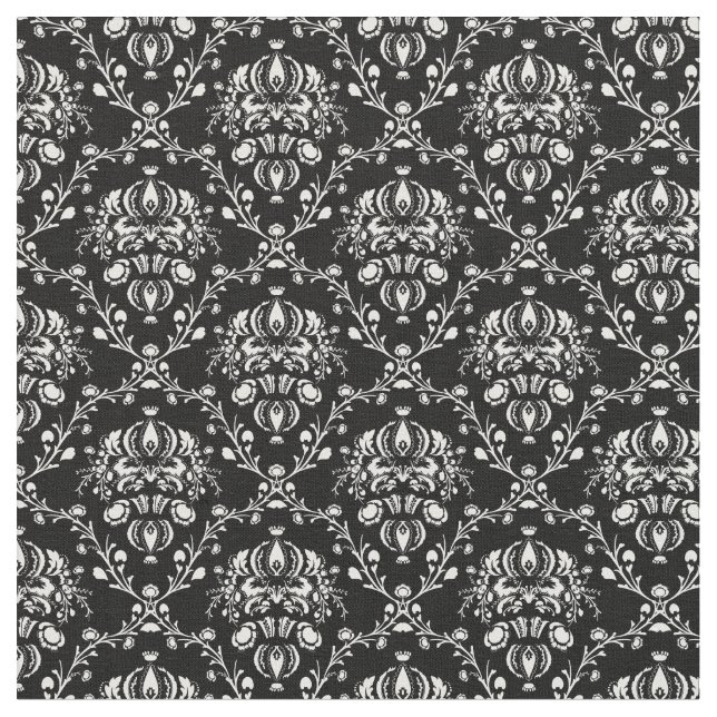 Black and White Damask Fabric (Close Up)