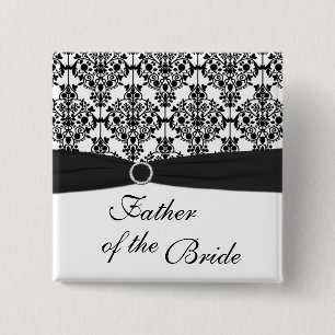 Black and White Damask Father of the Bride Pin