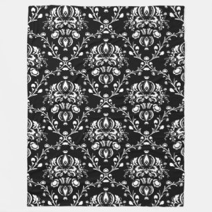 Black and White Damask Fleece Blanket