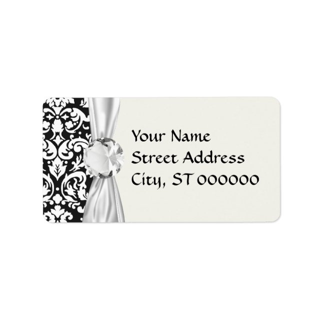 black and white damask flourish label (Front)