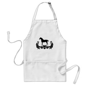Black and White Damask Horse Standard Apron