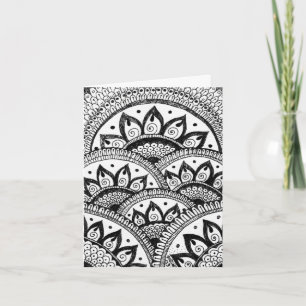 Black and White Damask Indian Mandala Thank You