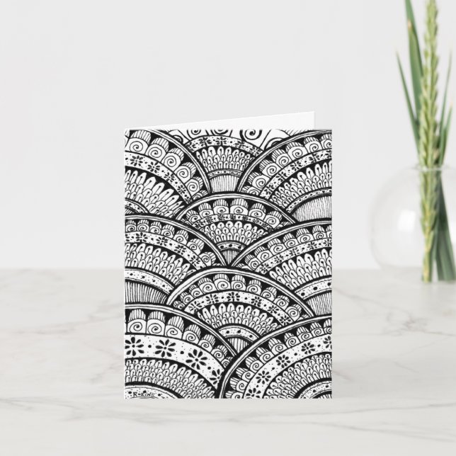 Black and White Damask Indian Mandala Thank You (Front)