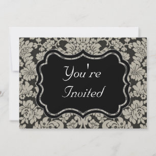 Black and White Damask Invitation