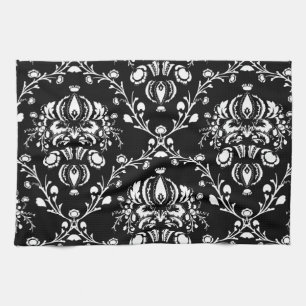 Black and White Damask Kitchen Towel