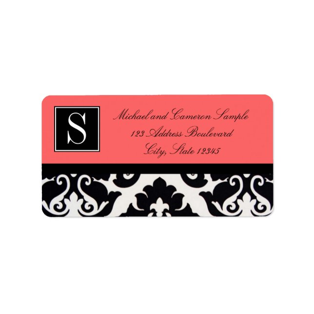 Black and White Damask Label (Front)