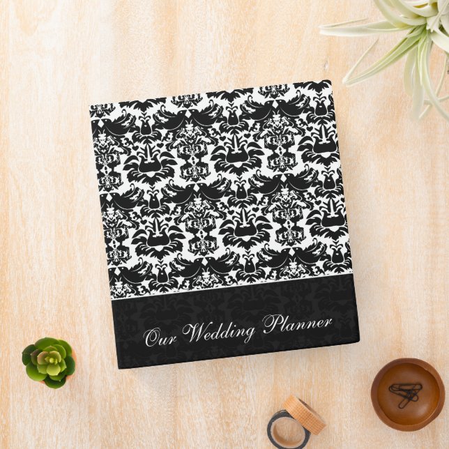 Black and White Damask Love Bird Binder (In Situ)