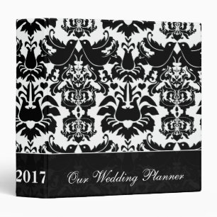 Black and White Damask Love Bird Binder