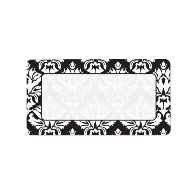 Black And White Damask Mailing Lables Label (Front)