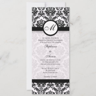 Black and White Damask Monogram Wedding Invitation