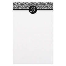 Black and White Damask Monogrammed Writing Paper