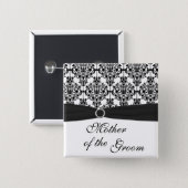 Black and White Damask Mother of the Groom Pin (Front & Back)