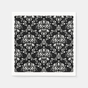 Black and White Damask Napkin