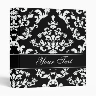 Black and White Damask Pattern Binder