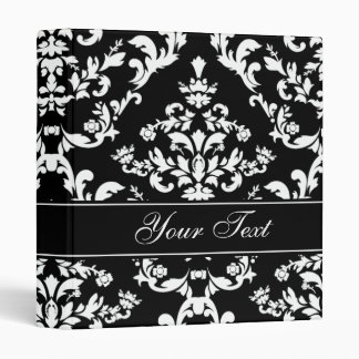 Black and White Damask Pattern Binder