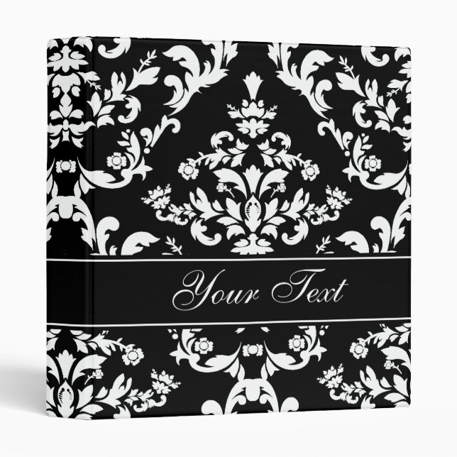 Black and White Damask Pattern Binder (Front/Spine)