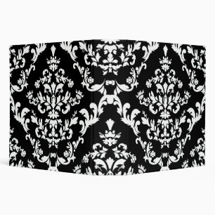Black and White Damask Pattern Binder