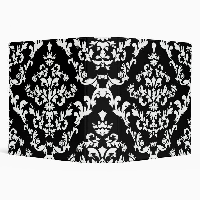 Black and White Damask Pattern Binder (Background)