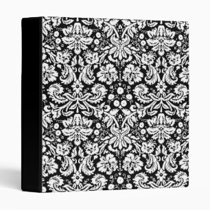 Black and white damask pattern binder